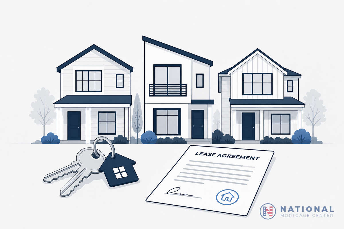 Illustration of rental investment properties used for DSCR loan financing including purchase and refinance scenarios